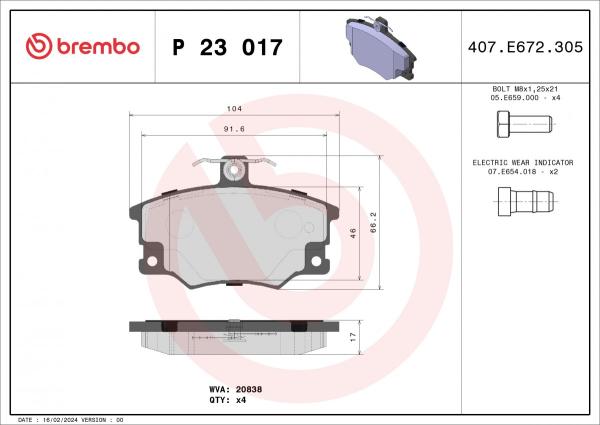 Brake pad set, PRIME LINE front disc brake (P 23 017), Alfa / Fiat / Lancia